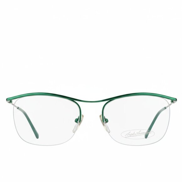 Vintage Frames Semi Rimless Anglo American Eyewear MOD M63 Metallic Green - Picture 1 of 14